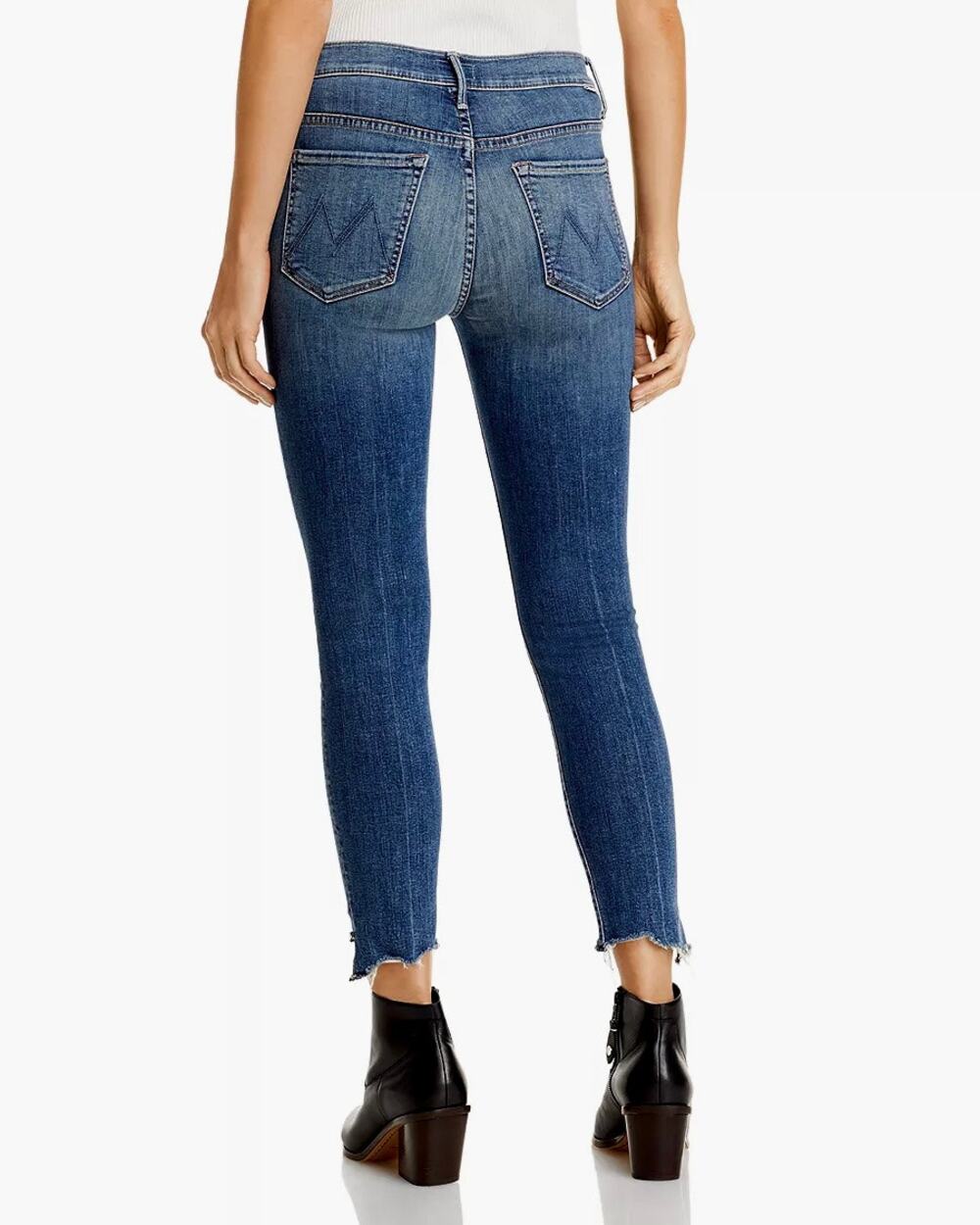 MOTHER Stunner Zip 29 Ankle Step Fray Walking On Coals Straight Skinny Leg